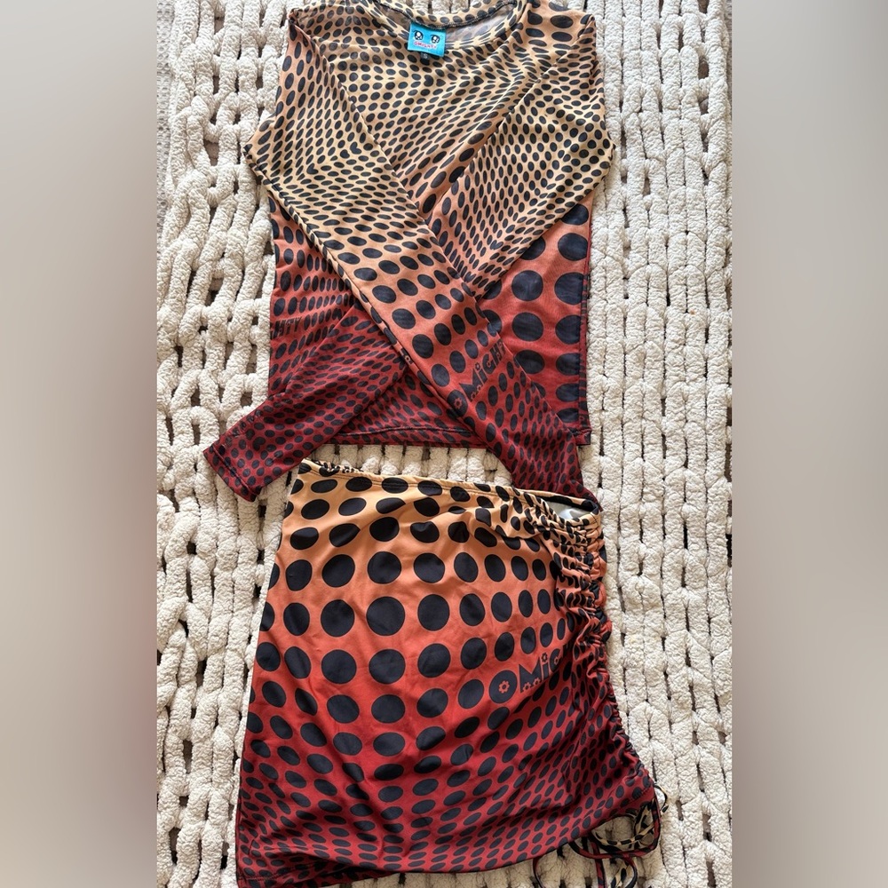 O'Mighty Red and Black Polka Dot Midi Skirt